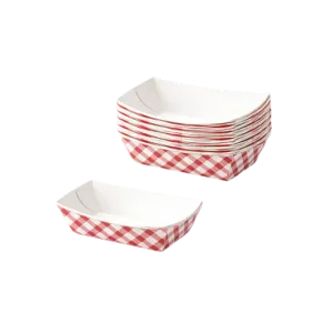 1_2 lbs Red Plaid Boat Trays 1 2 lbs Red Plaid Boat Trays