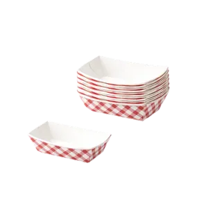 1_4lbs Red Plaid Boat Trays 1 4lbs Red Plaid Boat Trays