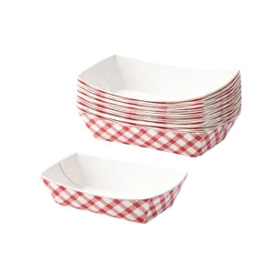 2lbs Red Plaid Boat Trays 2lbs Red Plaid Boat Trays
