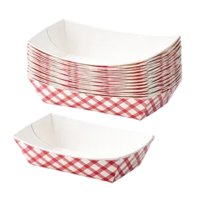 3lbs Red Plaid Boat Trays 3lbs Red Plaid Boat Trays