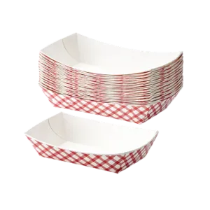 5lbs Red Plaid Boat Trays 5lbs Red Plaid Boat Trays